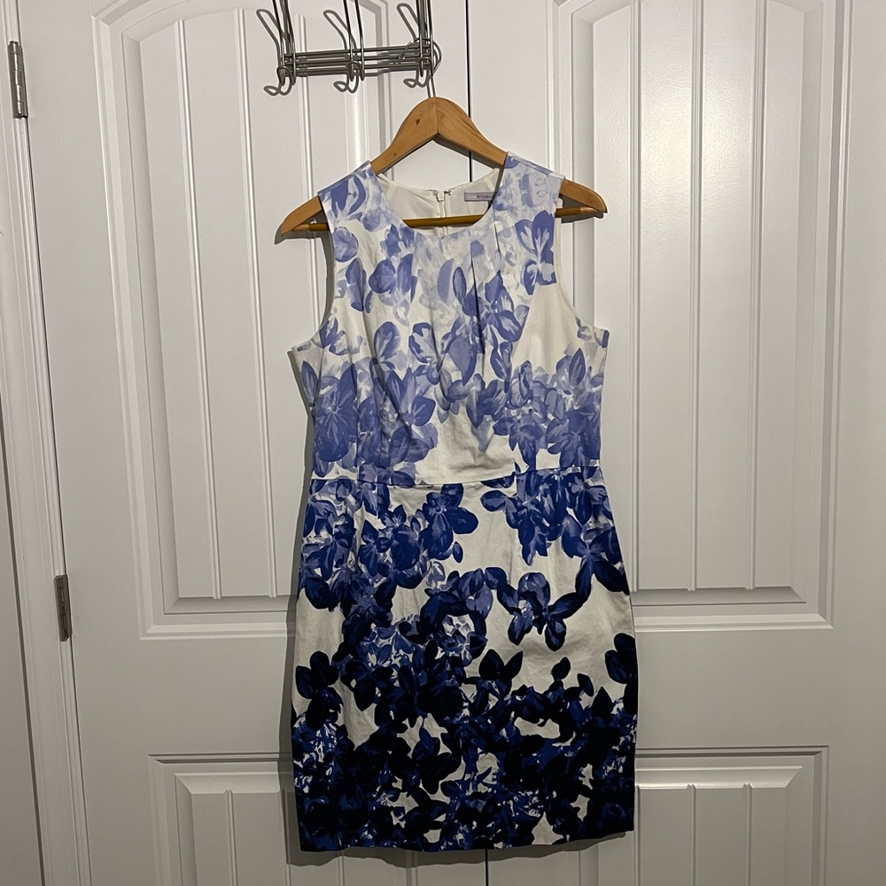 Like New - floral blue ombré dress by Carmen Marc Valvo - Size 16